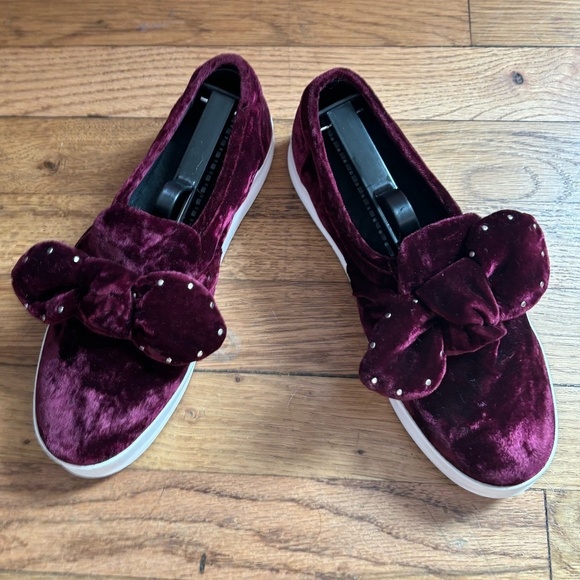 Rebecca Minkoff Stacey Velvet Studded Bow Slip-On Sneakers - Picture 2 of 16